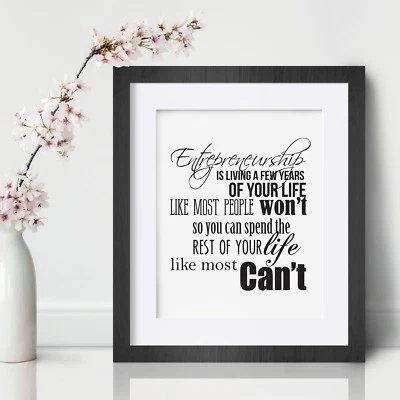MY VINYL STORY Entrepreneur Inspirational Wall Art Print Motivational Quote Poster Decor Gift