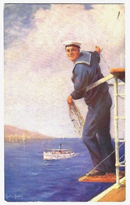 SAILOR OF THE BLUE FUNNEL LINE unused -coloured SHIPPING postcard - Picture 1 of 2