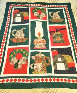 EUC Handarbeit Weihnachten Quilt Überwurf 50 x 60 Top Plakette für Urlaub Wandbehang - Bild 1 von 7