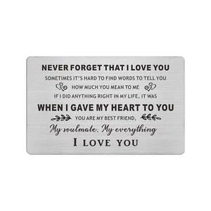 I Love You Gifts for Him Anniversary Card Engraved Wallet Insert 3.35 x 2.13 ... - Picture 1 of 6