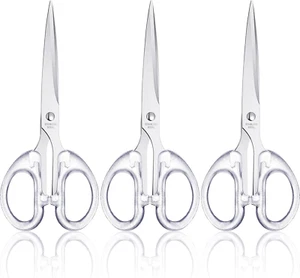 3 Pieces 6.3 Inches Acrylic Scissors Clear Silver Scissors Fabric Straight Acryl - Picture 1 of 7