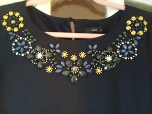 M&Co Short Sleeved Dress With Beading Size 12 - Picture 1 of 4
