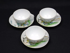 Juego de té infantil vintage Japón juego de 3 tazas platillos costa holandesa - Imagen 1 de 10