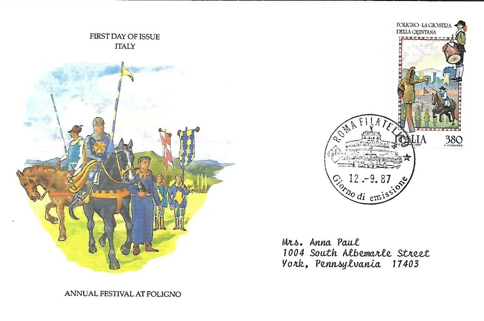 ITALY 1987 FIRST DAY COVER, GAME OF THE BRIDGE, PISA  - Image 1 of 1