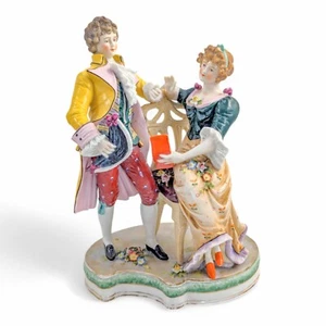 Antique 19th Century Sitzendorf porcelain courtship couple, German figurine - Picture 1 of 12