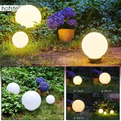 3-er Set LED Kugelleuchte Solar Außen Lampe Wege Garten Leuchte Weiß 15/20/25 cm - Bild 1 von 4