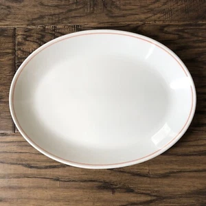 Homer Laughlin Restaurant Ware Oval Plate with Red Stripe 10.5" x 7.75" Vintage - Picture 1 of 10