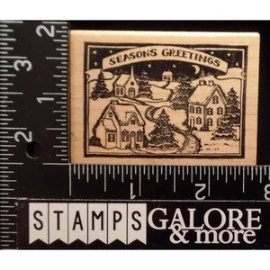 Delafield Stempel H750 JAHRESZEITEN GRÜSSE DORF KIRCHE BAUM WEIHNACHTEN T51 - Bild 1 von 2