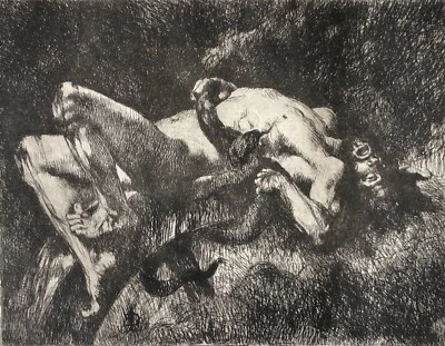 Ixion estampe vers 1880 d'après Elie DELAUNAY (1828-1891) serpent - Photo 1/3