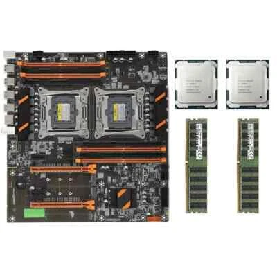 2x Intel Xeon E5-2680 V4 CPU + X99 Motherboard ATX + 2x 32GB DDR4 2133P ECC RAM - Image 1 of 4