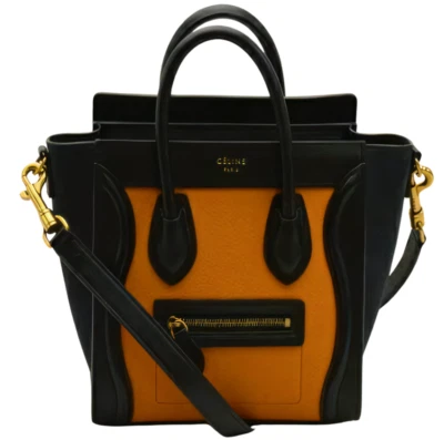 Bolso de Mano CELINE LUGGAGE NANO SHOPPER 189243 F-GA-1105 Cordero Becerro NARANJA Esmaltado Foto 1 de 4