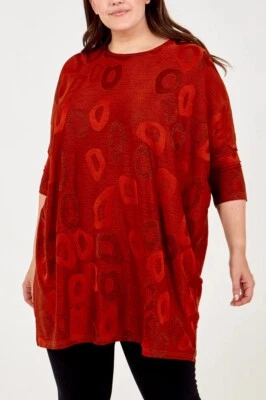 Ladies CURVE red half sleeve long Top oversized Plus Size 18-24 - Image 1 of 4