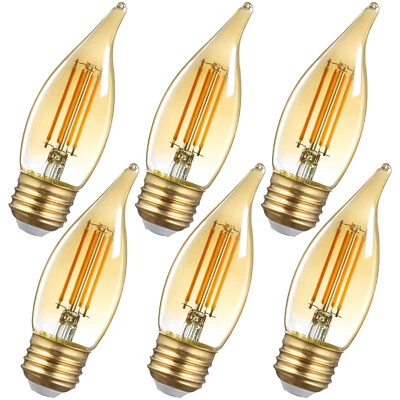 6-Pack Dimmable C35 LED Bulbs, Vintage Edison Bulb, 4.5W, 2200K Amber Warm - Image 1 of 4