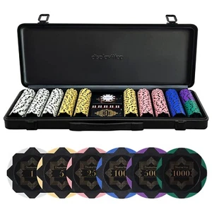 500 Pieces 13.5g Clay Poker Chips Set for Texas Holdem Christmas Gift New - Picture 1 of 9