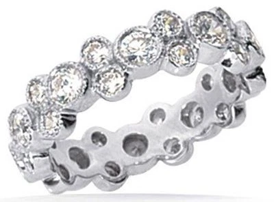 1.5 carat Round Diamond Eternity Band 18k Gold Ring Size 6 F color VS clarity - Image 1 of 3