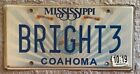 Mississippi VANITY License Plate BRIGHT3