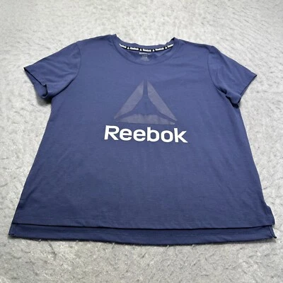 Reebok Workout T Shirt Blue Round Neck Short Sleeve Womens Size Large L - Image 1 of 4