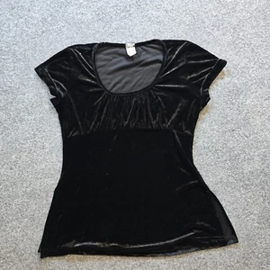 Vintage Timing Top Womens Size Small Black Velour Velvet Short Sleeve Whimsy Got - Picture 1 of 9