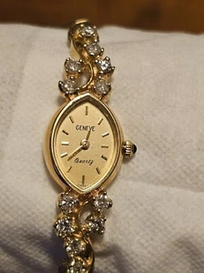 Ladies Geneve Quartz 14K Yellow Gold watch Set with Diamonds - Picture 1 of 4