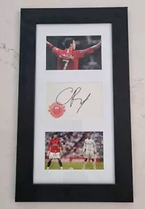 Cristiano Ronaldo Signed 6x4 Inch Man U Index Card Framed Real Madrid Soccer - Picture 1 of 6