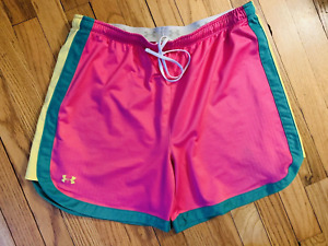 Under Armour Heat Gear Woman Large Shorts Running Gym Loose Pink Inseam 5"
