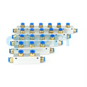Un kit divisor de bloques colector de aire neumático Push Fit 8 mm 2-10 vías con acopladores - Imagen 1 de 12