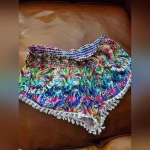 PilyQ Girls Lanai Tassel Swim Cover Shorts M/L - Picture 1 of 4