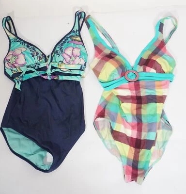 Paire De Maillots De Bain Vintage Taille 38 B-Cup Coloré Années 90 - Photo 1/4