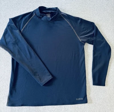 Camisa de manga larga Reebok Play Dry azul marino - grande para hombre - compresión debajo Foto 1 de 4