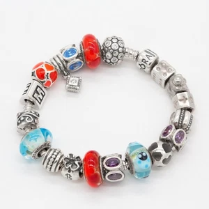 Pandora Armband mit 19 Charms, 925er Sterling Silber, 19cm, A48. 22098 - Bild 1 von 4