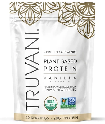 Proteína de guisante vegana Truvani en polvo | Vainilla | 20 g de proteína orgánica a base de plantas Foto 1 de 4