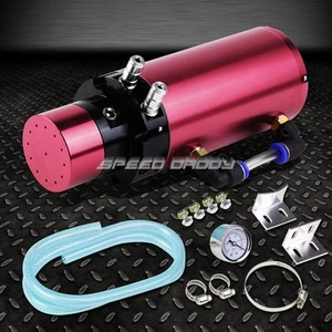 7"X2.5"BILLET ALUMINUM ENGINE OIL CATCH RESERVOIR BREATHER TANK/CAN+GAUGE PINK - Imagen 1 de 5
