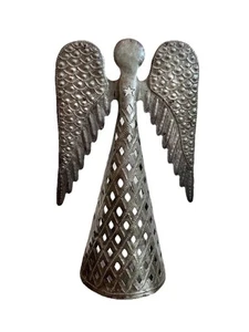 "Arte popular haitiano artesanal ángel de Navidad metal arte de pared decoración 13,25"" H" - Imagen 1 de 5