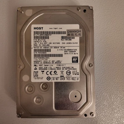HGST Ultrastar 7K6 4TB, 7200RPM, 3.5 in Internal hard Drive - 0F23005 - Image 1 of 3