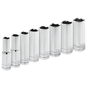 Powerbuilt 8 Piece 1/2 Inch Drive SAE 6 Point Deep Socket Set - 640056 - Picture 1 of 6