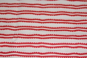 MODA FABRICS * Premium Cotton * Red & White Squiggly Striped Print * 1 yd - Picture 1 of 3
