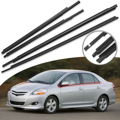 For 07 08-16 Toyota Yaris Sedan Set Weatherstrip Window Moulding Trim Seal Belt - Image 1 of 4