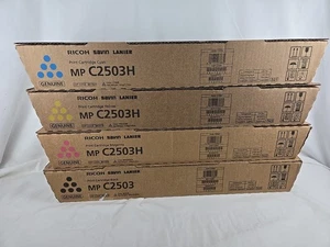 Oryginalne kasety z tonerem Ricoh MP C2503H Zestaw 4 sztuk C, M, Y, K DO MP C2503 - NOWE - Zdjęcie 1 z 10