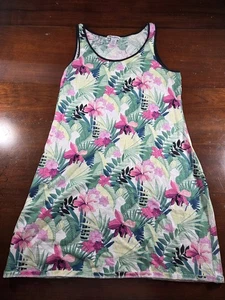 Tommy Bahama Tank Top Women's Large White Pink Tropical Floral Sleeveless Cotton - Picture 1 of 4