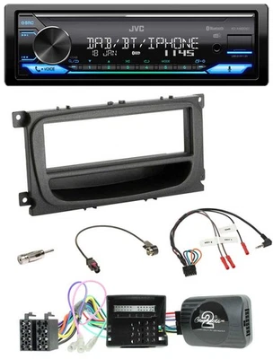 JVC Bluetooth DAB USB Lenkrad Autoradio für Ford Mondeo S-Max Can 07-14 schwarz - Bild 1 von 4