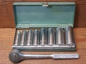 Vintage "THORSEN" 3/8" SAE 8 piezas Juego de enchufes profundos con trinquete 3/8" - 13/16" - Imagen 1 de 14