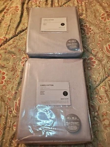 New~ 2 ~ West Elm GRAY Cotton Linen Curtains Panels BLACKOUT~48x96~Pole Pocket - Picture 1 of 8