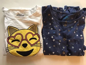 Girls Shirts Long Sleeve Oshkosh Size 12 White Thereabouts Medium 10 12 Navy - Picture 1 of 12