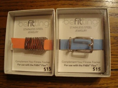 Lote de 2 Joyas Fitbit Flex BeFitting Acero Inoxidable - Cebra y Hebilla - NUEVO Foto 1 de 4