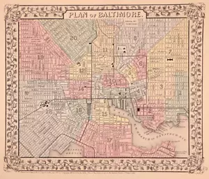 Dated 1867 Map ~ PLAN of BALTIMORE. MARYLAND ~ (12x15)-#009 - Picture 1 of 3