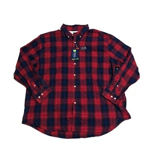Chaps Mens Long Sleeve Shirt Big & Tall 3XB Red & Blue Plaid Flannel Buffalo - Picture 1 of 8