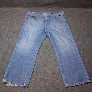 Chaps Jeans Men Size 42x30 Blue Straight Fit Relaxed Mid Rise Dark Stone Wash - Picture 1 of 11