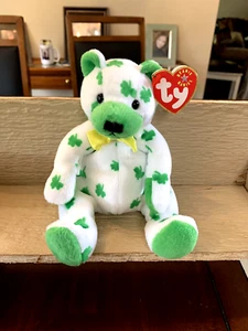 Ty 2001 CLOVER The Irish BEAR Beanie Baby, MWMT, Vintage, Erstbesitz - Bild 1 von 13