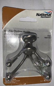 LOT OF 10 -National Hardware N325-522 Double Clothes Hooks, 0, Satin Nickel - Picture 1 of 2