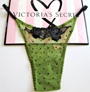 VICTORIA'S SECRET VERY SEXY Brazilian Panty VS Green Black Mesh Dot S M L XL NWT - Picture 1 of 5